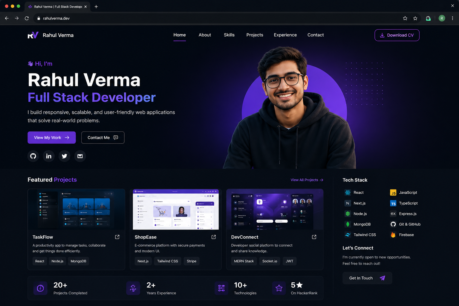 Portfolio landing page sample
