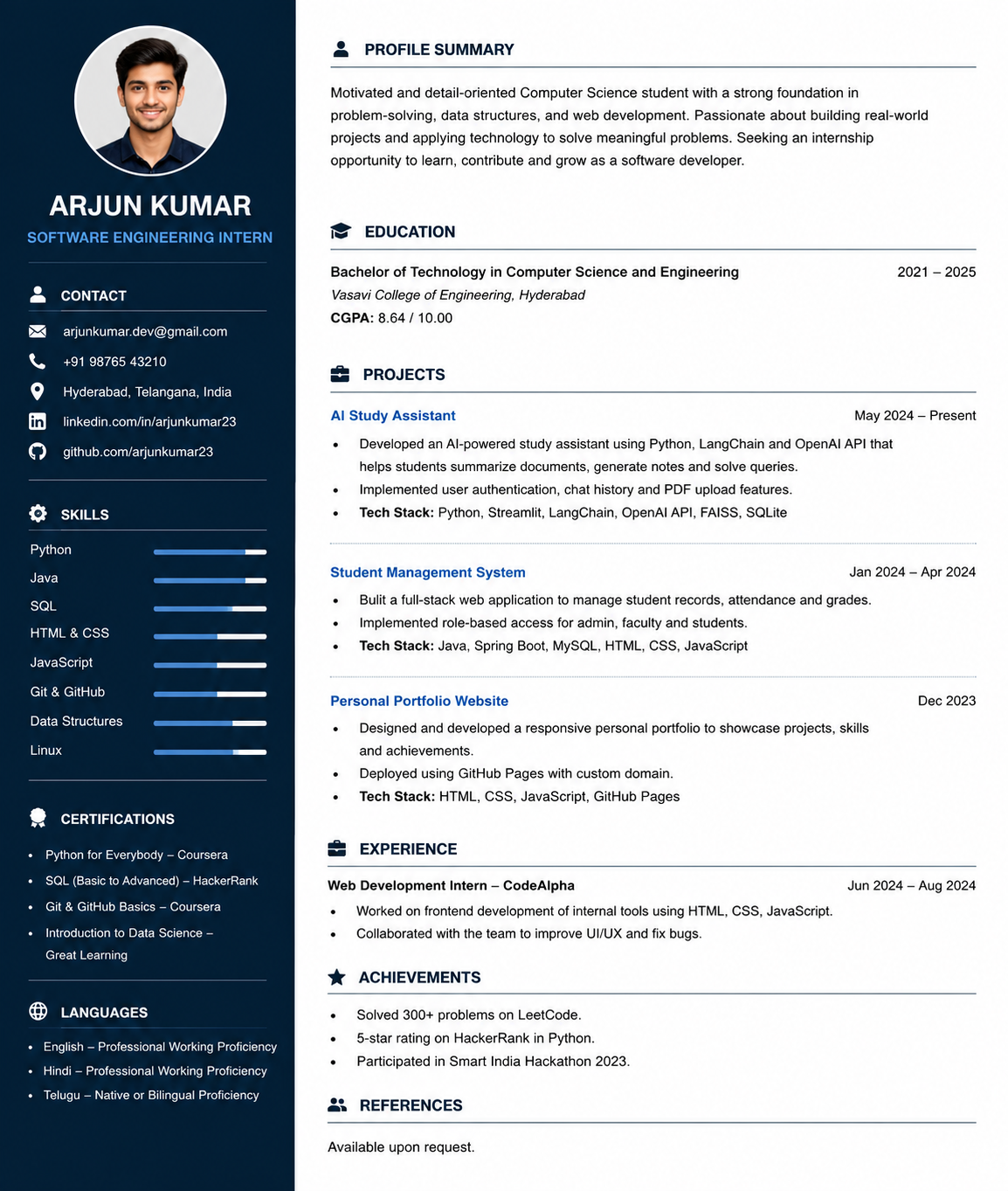 Real ATS-friendly resume sample