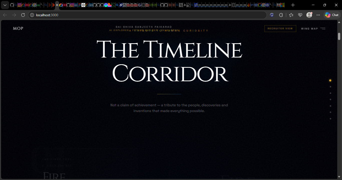 Editorial portfolio section with oversized serif typography